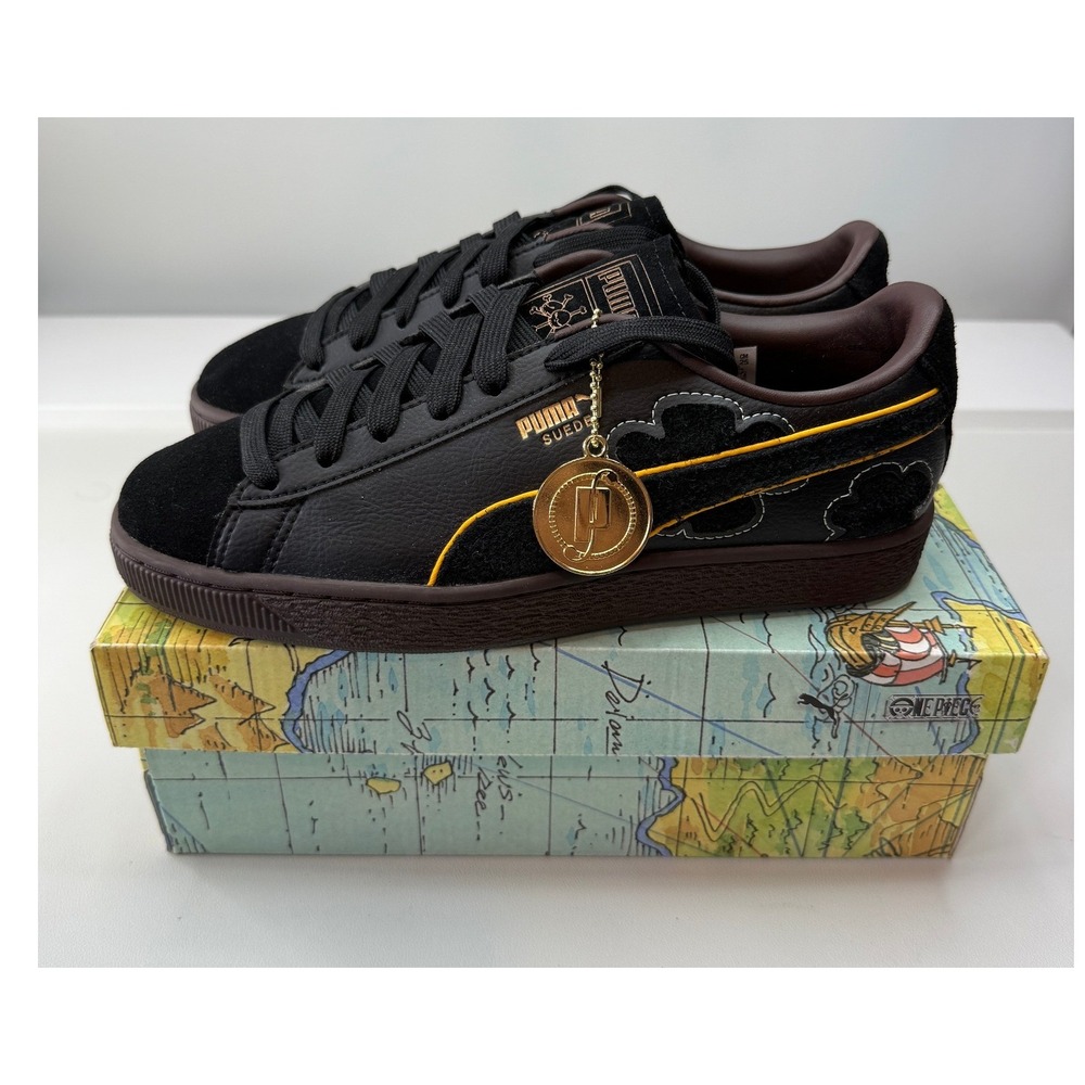 Puma x One Piece Blackbeard Black Gold Sneakers 396525 Mens 7 Womens 8 NWB